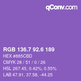 カラーコード: RGB 136.7 92.6 189 | qconv.com