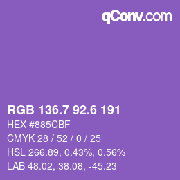 カラーコード: RGB 136.7 92.6 191 | qconv.com