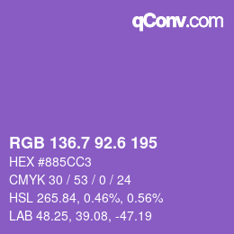 カラーコード: RGB 136.7 92.6 195 | qconv.com