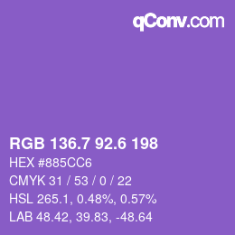 カラーコード: RGB 136.7 92.6 198 | qconv.com