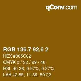 カラーコード: RGB 136.7 92.6 2 | qconv.com