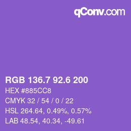 颜色代码: RGB 136.7 92.6 200 | qconv.com