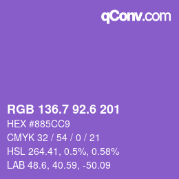 カラーコード: RGB 136.7 92.6 201 | qconv.com