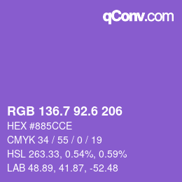 カラーコード: RGB 136.7 92.6 206 | qconv.com