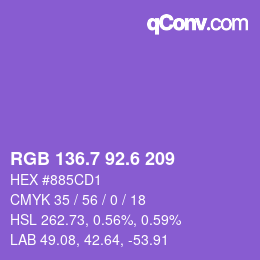 カラーコード: RGB 136.7 92.6 209 | qconv.com