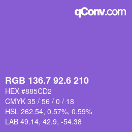 カラーコード: RGB 136.7 92.6 210 | qconv.com