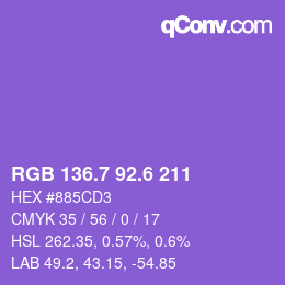 カラーコード: RGB 136.7 92.6 211 | qconv.com