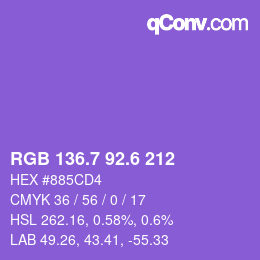 カラーコード: RGB 136.7 92.6 212 | qconv.com
