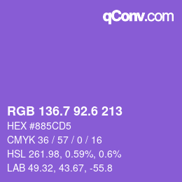 カラーコード: RGB 136.7 92.6 213 | qconv.com