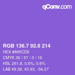 カラーコード: RGB 136.7 92.6 214 | qconv.com