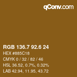 カラーコード: RGB 136.7 92.6 24 | qconv.com