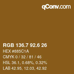 カラーコード: RGB 136.7 92.6 26 | qconv.com