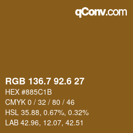 カラーコード: RGB 136.7 92.6 27 | qconv.com