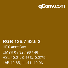 カラーコード: RGB 136.7 92.6 3 | qconv.com