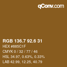 カラーコード: RGB 136.7 92.6 31 | qconv.com