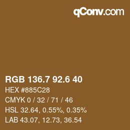カラーコード: RGB 136.7 92.6 40 | qconv.com