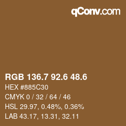 カラーコード: RGB 136.7 92.6 48.6 | qconv.com