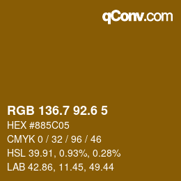 カラーコード: RGB 136.7 92.6 5 | qconv.com