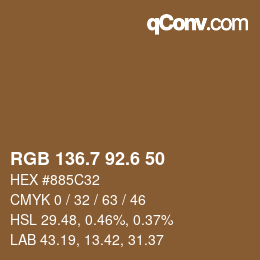 カラーコード: RGB 136.7 92.6 50 | qconv.com