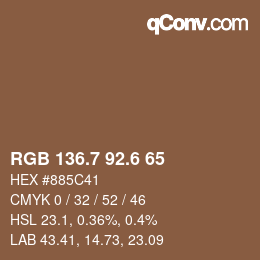 カラーコード: RGB 136.7 92.6 65 | qconv.com