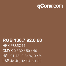 カラーコード: RGB 136.7 92.6 68 | qconv.com
