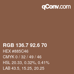 カラーコード: RGB 136.7 92.6 70 | qconv.com
