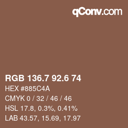 カラーコード: RGB 136.7 92.6 74 | qconv.com