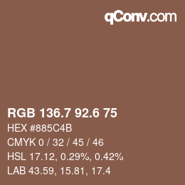 カラーコード: RGB 136.7 92.6 75 | qconv.com