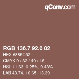カラーコード: RGB 136.7 92.6 82 | qconv.com