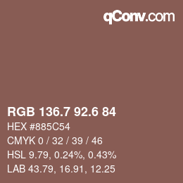 カラーコード: RGB 136.7 92.6 84 | qconv.com