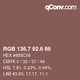 カラーコード: RGB 136.7 92.6 86 | qconv.com