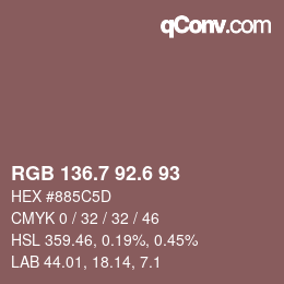 カラーコード: RGB 136.7 92.6 93 | qconv.com