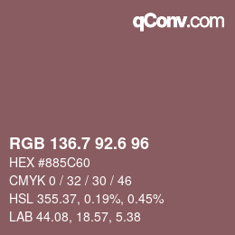 カラーコード: RGB 136.7 92.6 96 | qconv.com
