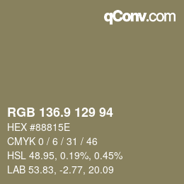Color code: RGB 136.9 129 94 | qconv.com