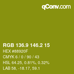 カラーコード: RGB 136.9 146.2 15 | qconv.com