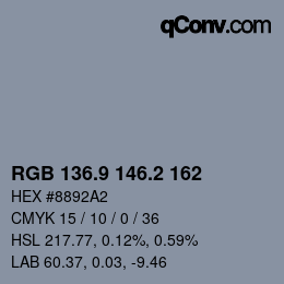 Color code: RGB 136.9 146.2 162 | qconv.com