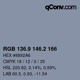 カラーコード: RGB 136.9 146.2 166 | qconv.com