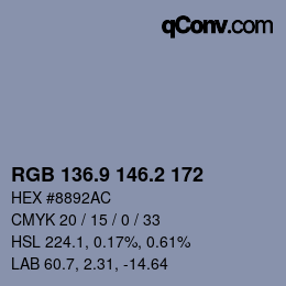 Color code: RGB 136.9 146.2 172 | qconv.com