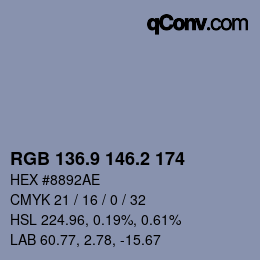 Farbcode: RGB 136.9 146.2 174 | qconv.com