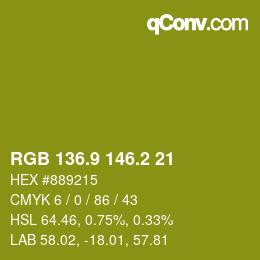 カラーコード: RGB 136.9 146.2 21 | qconv.com