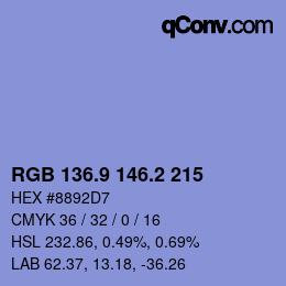 カラーコード: RGB 136.9 146.2 215 | qconv.com