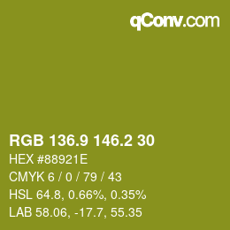 カラーコード: RGB 136.9 146.2 30 | qconv.com
