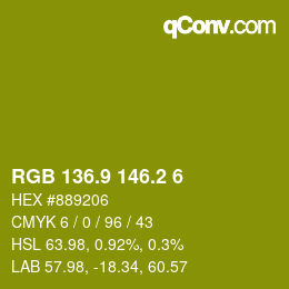 カラーコード: RGB 136.9 146.2 6 | qconv.com
