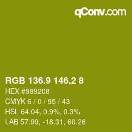 カラーコード: RGB 136.9 146.2 8 | qconv.com