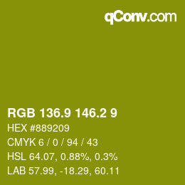 カラーコード: RGB 136.9 146.2 9 | qconv.com