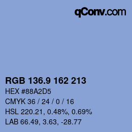 カラーコード: RGB 136.9 162 213 | qconv.com