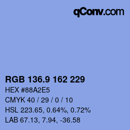 カラーコード: RGB 136.9 162 229 | qconv.com