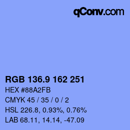 カラーコード: RGB 136.9 162 251 | qconv.com