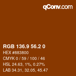 Color code: RGB 136.9 56.2 0 | qconv.com