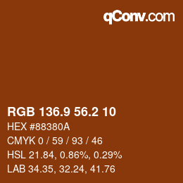 Color code: RGB 136.9 56.2 10 | qconv.com
